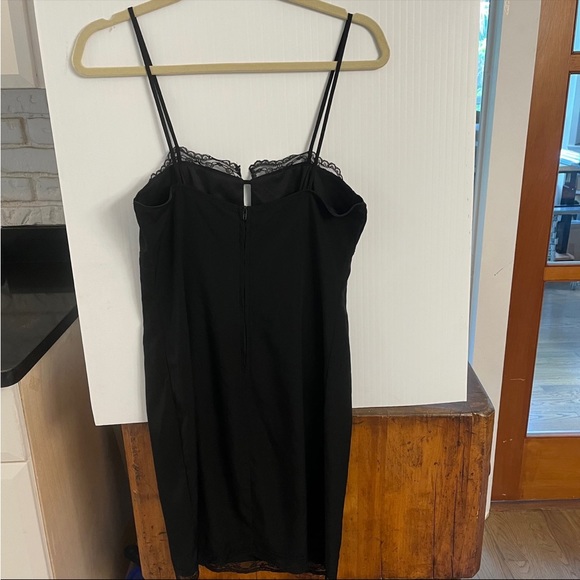 Black vintage look slip Dress lace mini strappy lbd - Picture 2 of 8